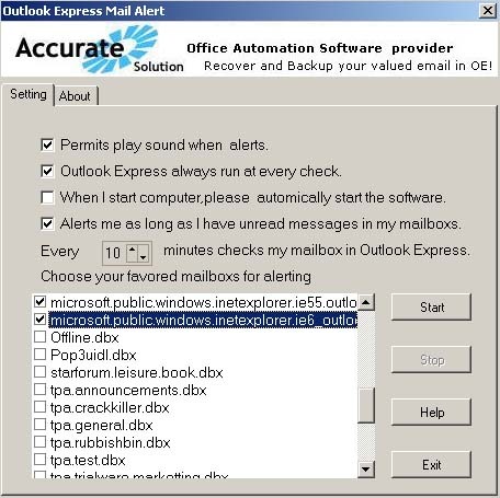 Outlook Express Mail Alert Screenshot